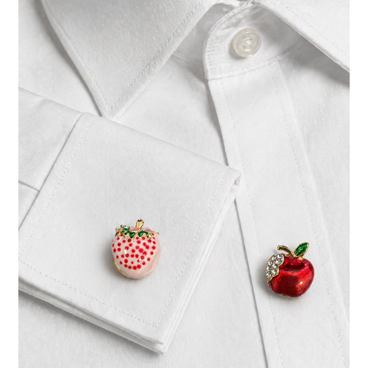 Strawberry & Apple Novelty Cufflinks/Button Covers