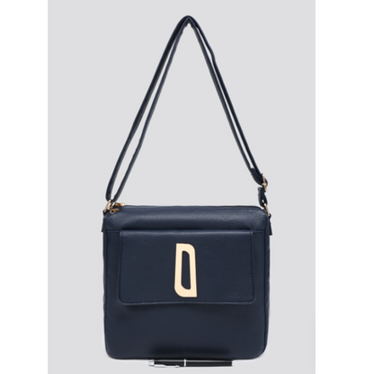 Navy Leatherette Crossbody Bag