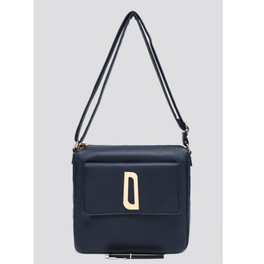 Navy Leatherette Crossbody Bag
