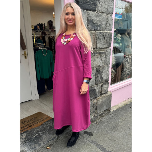 Margo Magenta Cotton Long Tunic Dress