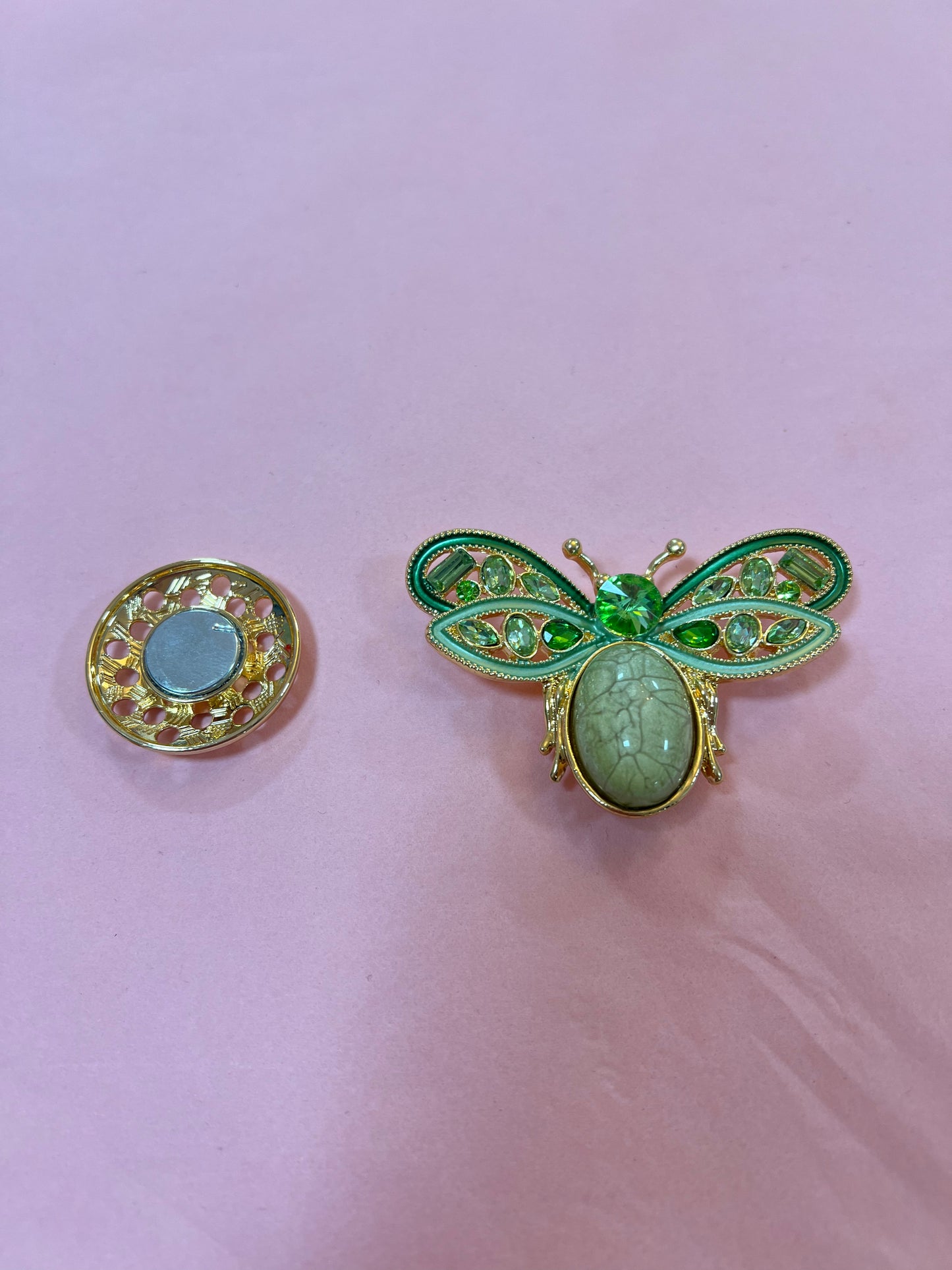 Green & Gold Butterfly Magnetic Brooch