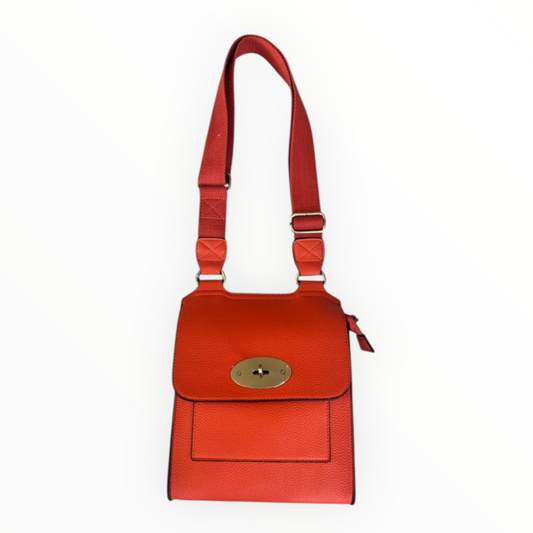Orange Leatherette Crossbody Bag