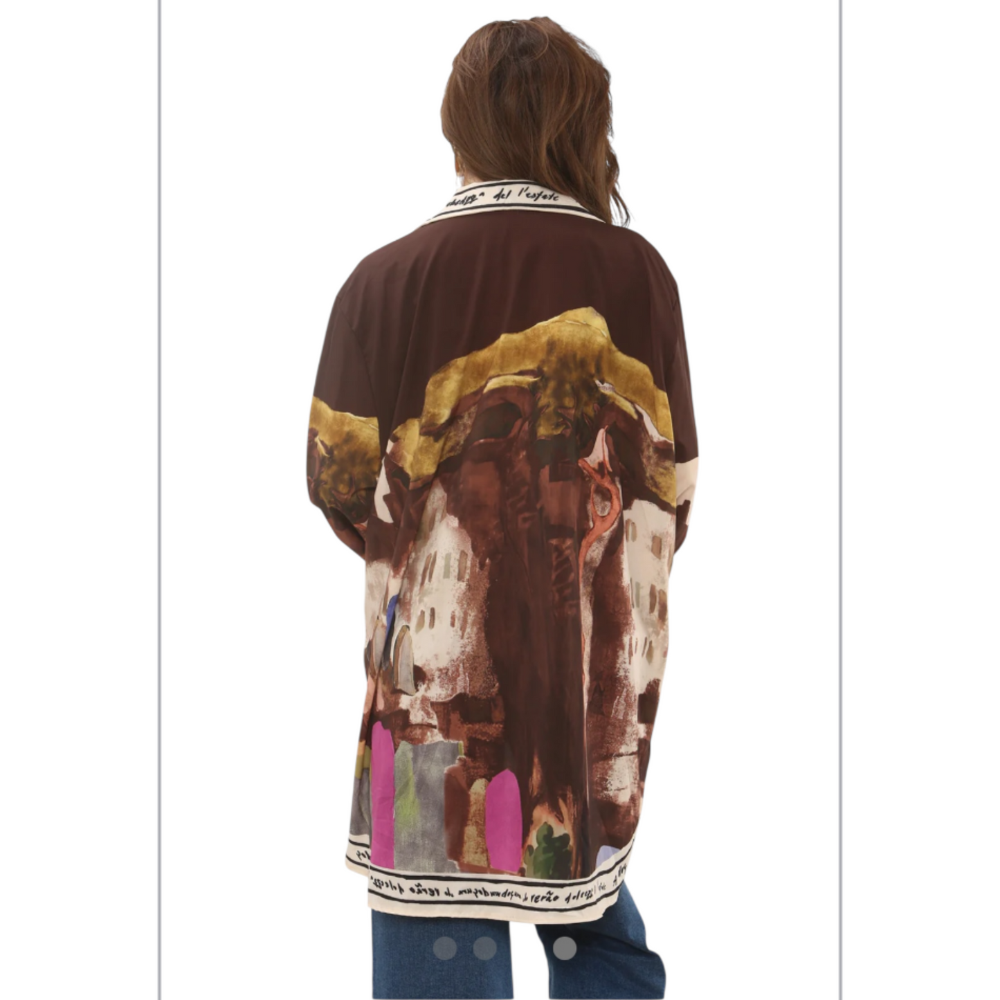 Almalfi Printed Oversized Shirt Brown
