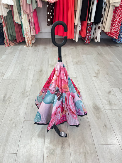 Upside Down Umbrella Floral Pink & Mint