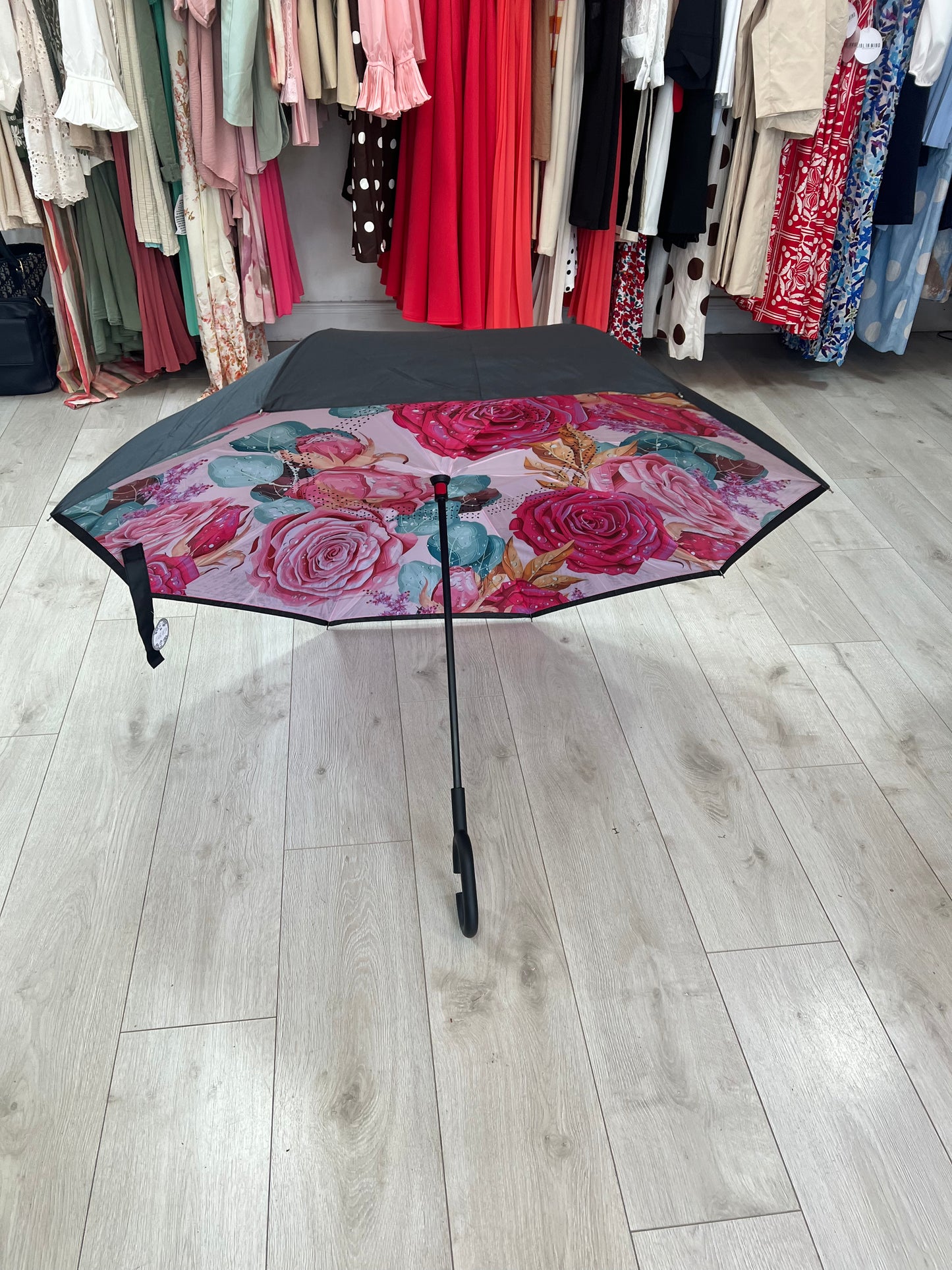 Upside Down Umbrella Floral Pink & Mint