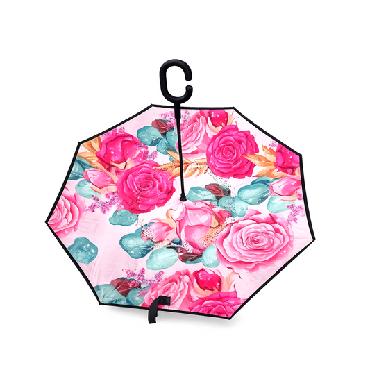 Upside Down Umbrella Floral Pink & Mint
