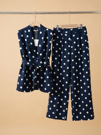 Jessica Belted Co-Ord Polka Dot Navy & White