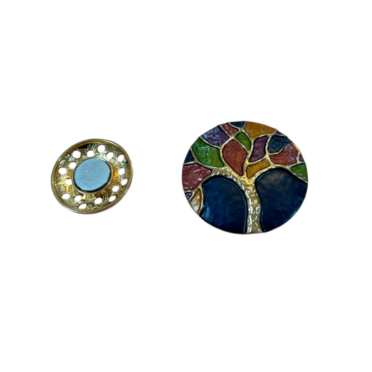 Magnetic Brooch Navy Multicoloured Tree of Life