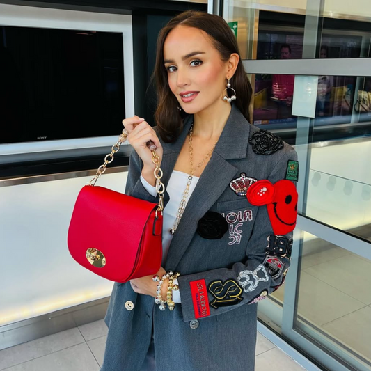 Red Leatherette Handbag/Crossbody