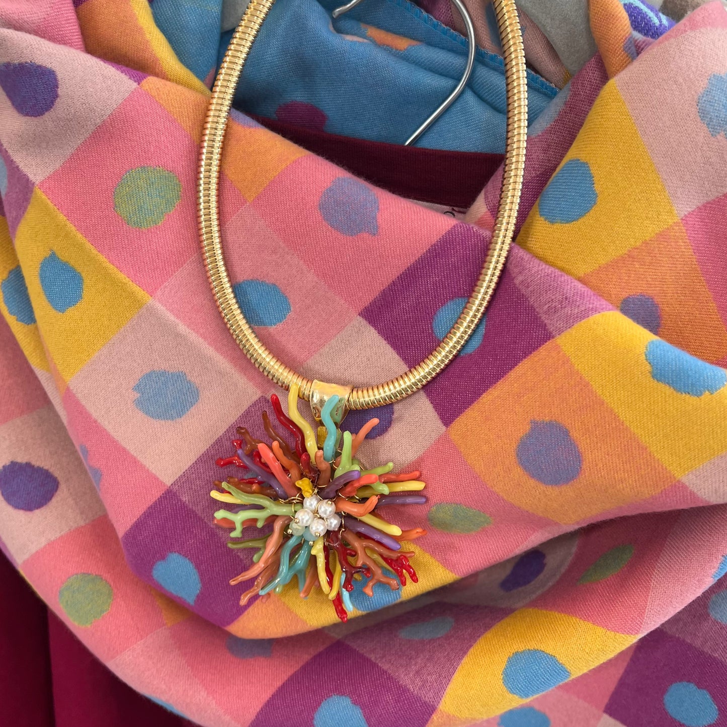 Reversible Blanket Scarf Polka Dot Checked