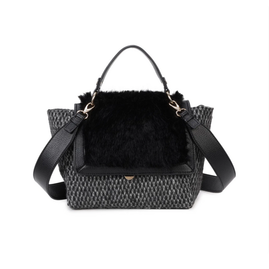 Fluffy Tweed Grab Bag Black