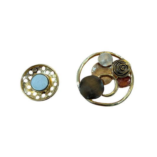 Magnetic Brooch Browns & Gold