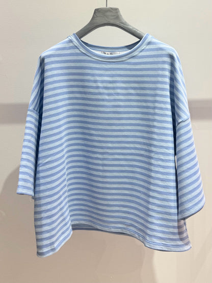 Salut Logo Striped Cotton Sweater Blue