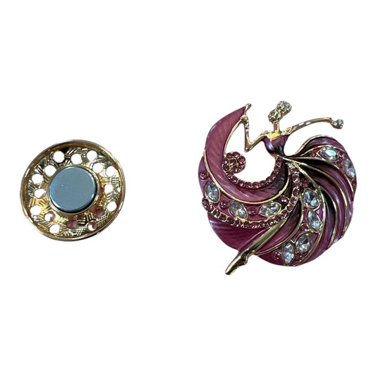 Magnetic Brooch Pink Lady Dancer & Gold