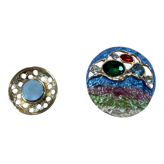Magnetic Brooch Multicoloured Jewel Circle