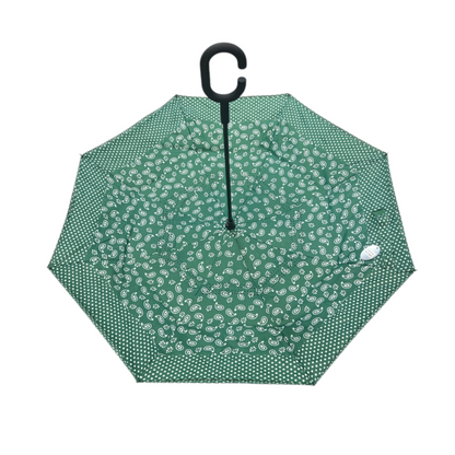 Upside Down Umbrella Green Raindrops