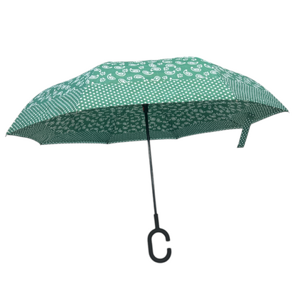 Upside Down Umbrella Green Raindrops