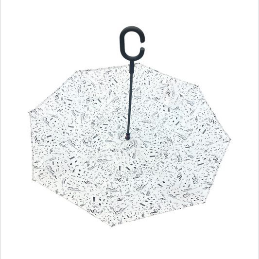 Upside Down Umbrella White Musical Notes