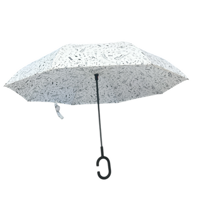 Upside Down Umbrella White Musical Notes