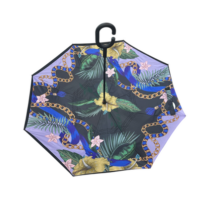 Upside Down Umbrella Gold Chain & Flowers