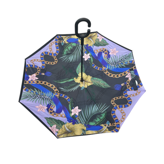 Upside Down Umbrella Gold Chain & Flowers
