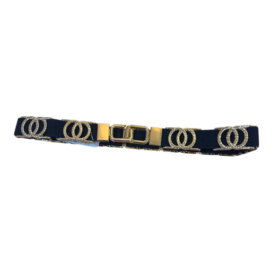 Black & Gold Elasticated Belt Entwined Circles