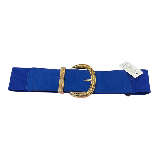 Cobalt Blue Suedette Elasticated Belt Gold Buckle