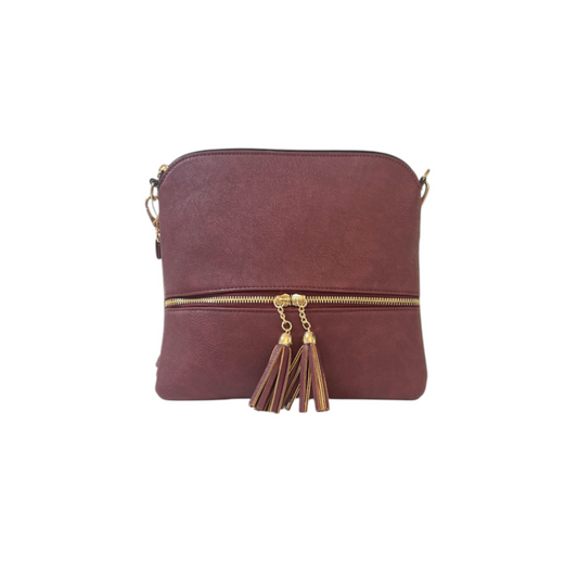 Wine Leatherette Crossbody Bag