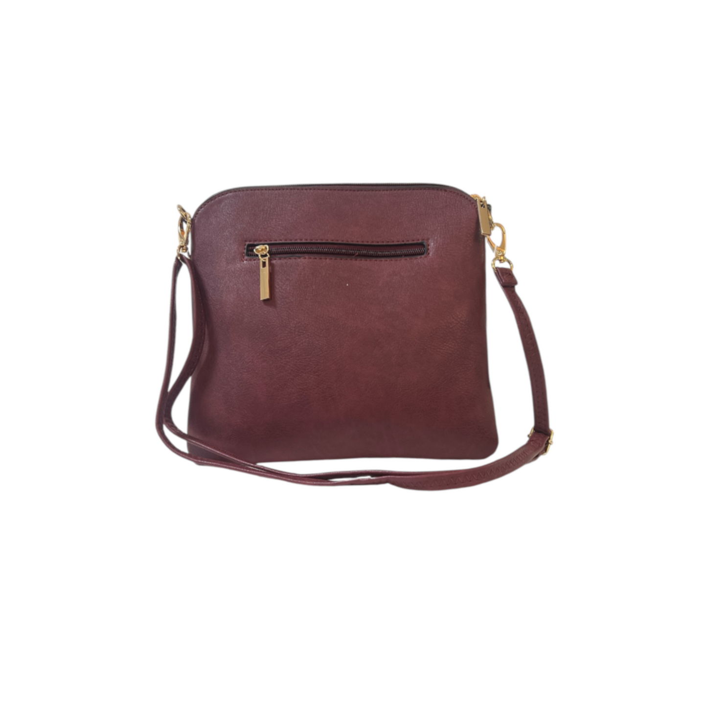 Wine Leatherette Crossbody Bag