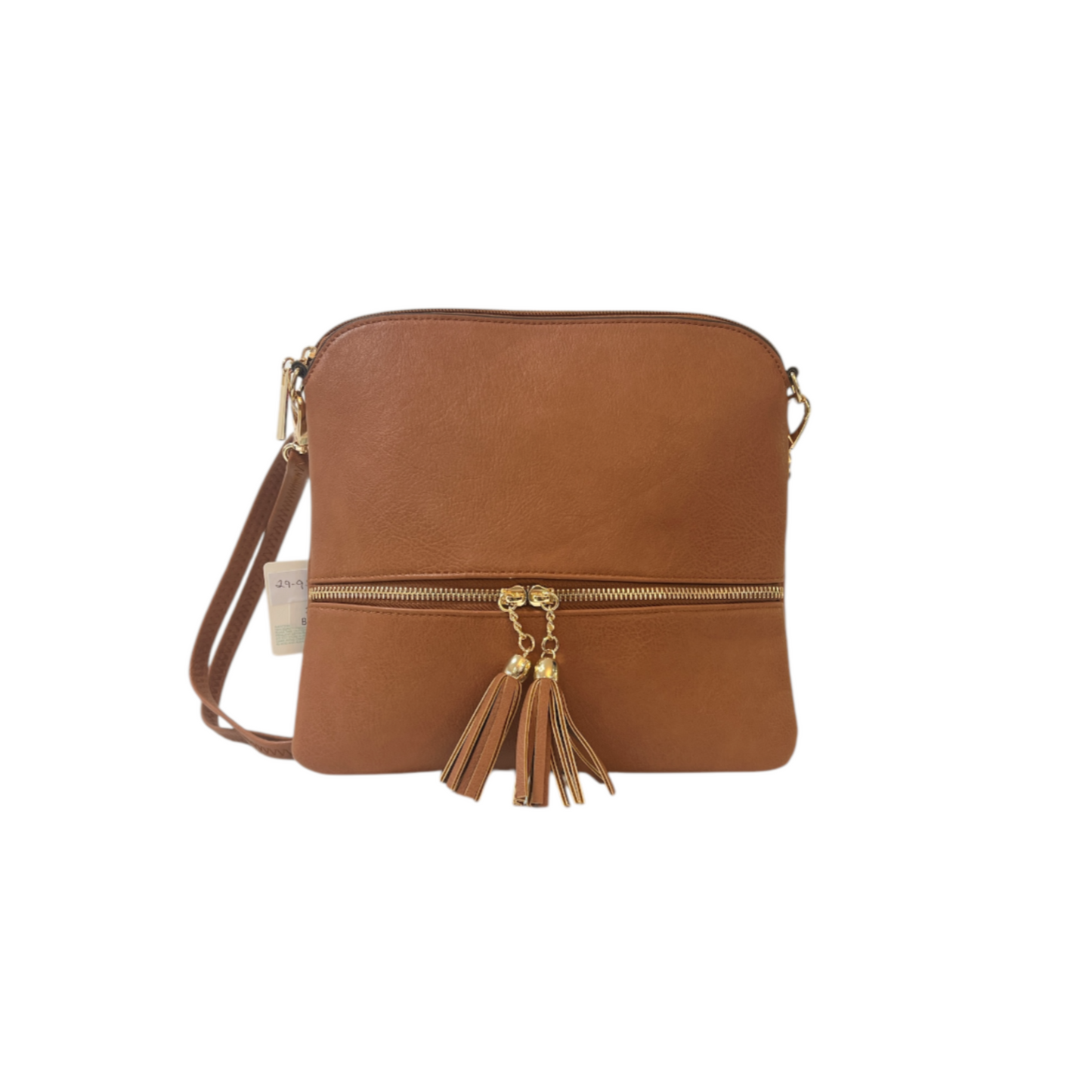 Tan Leatherette Crossbody Bag