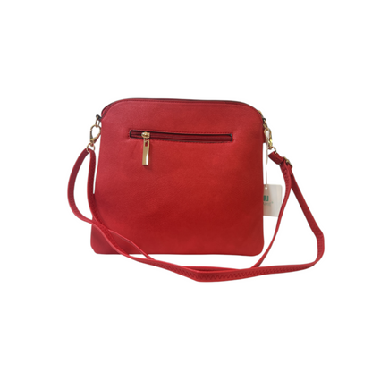 Red Leatherette Crossbody Bag