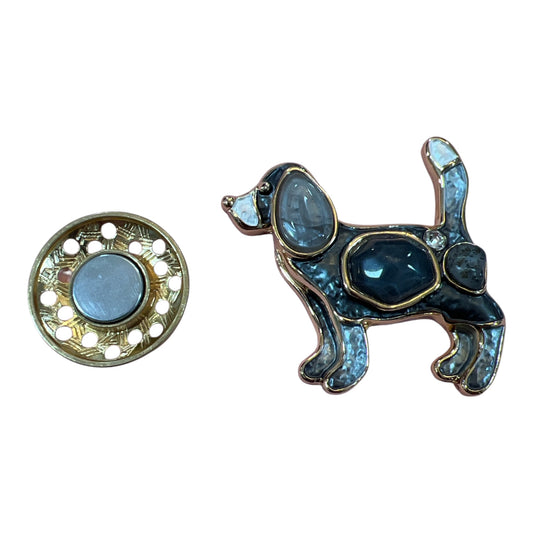 Magnetic Brooch Grey & Gold Dog