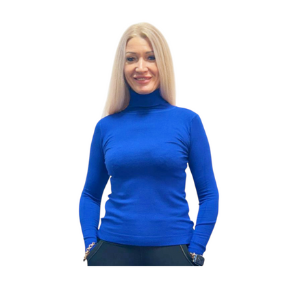 Cobalt Blue Polo Neck Fine KnitJumper