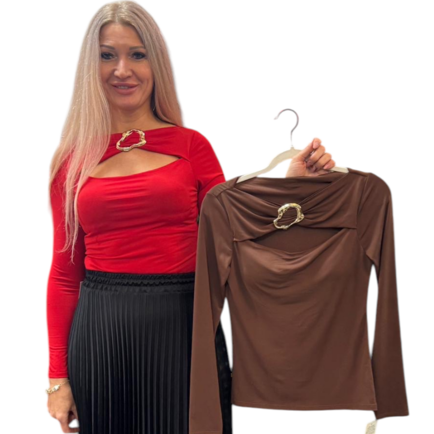 Olivia Bodycon Top With Gold Buckle (2Colours)