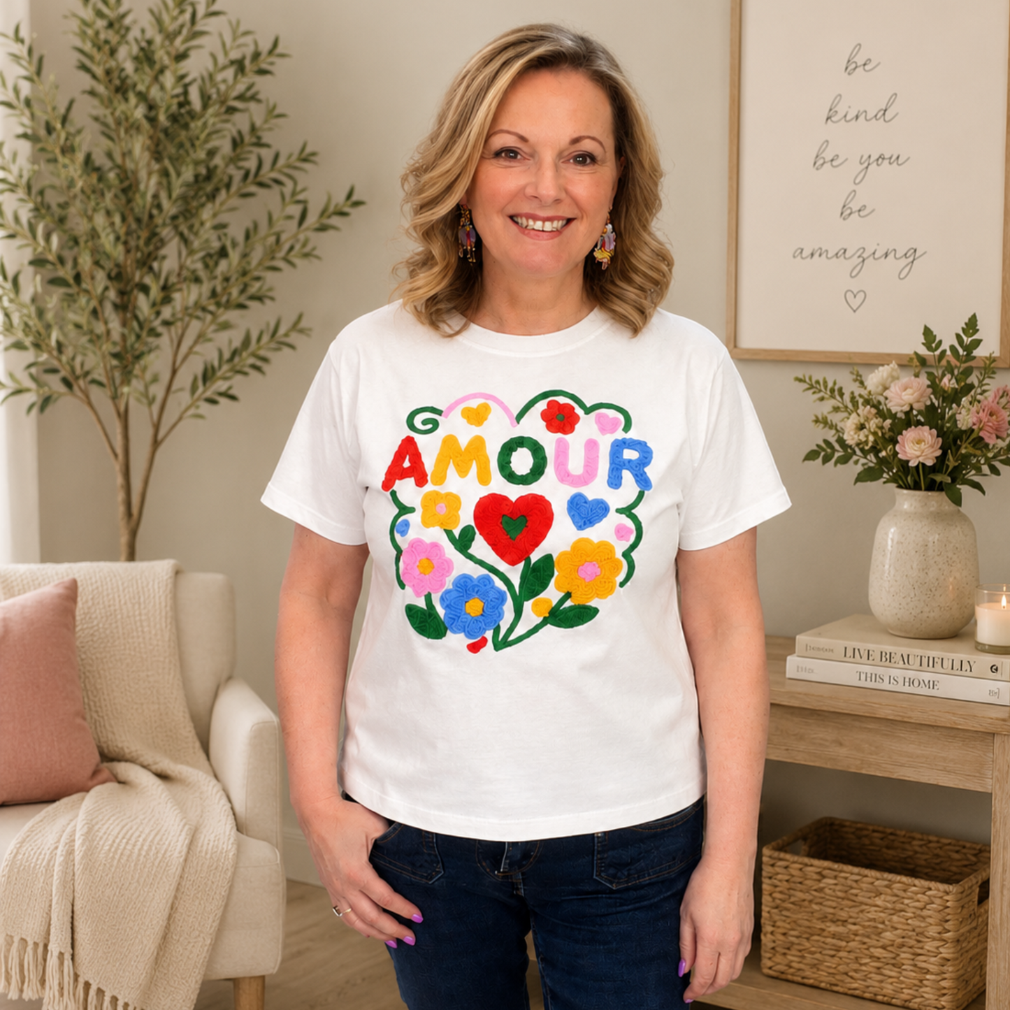 Amour Floral Graphic T-Shirt White