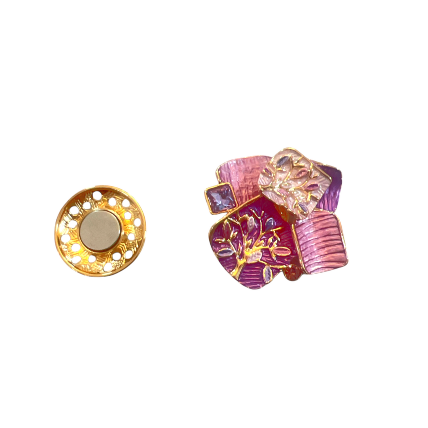 Magnetic Brooch Purple & Gold