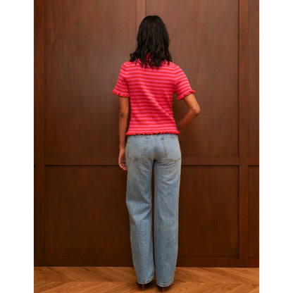 Justine Candy Stripe Top Pink & Red