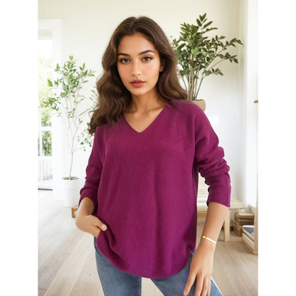 Rita V Neck Jumper Magenta