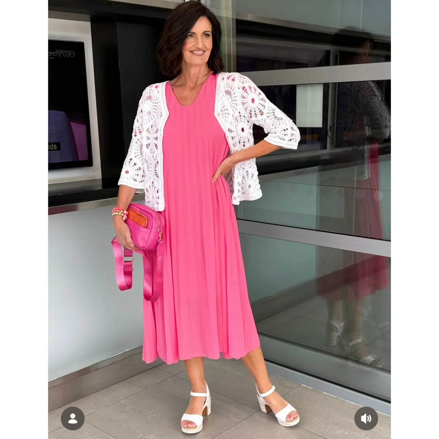 Danielle Pink Pleated Maxi Dress