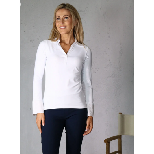 DECK Peggy White Stretch Collar & Cuff Shirt