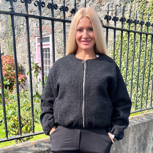 Dolly Black Cosy Bomber Jacket