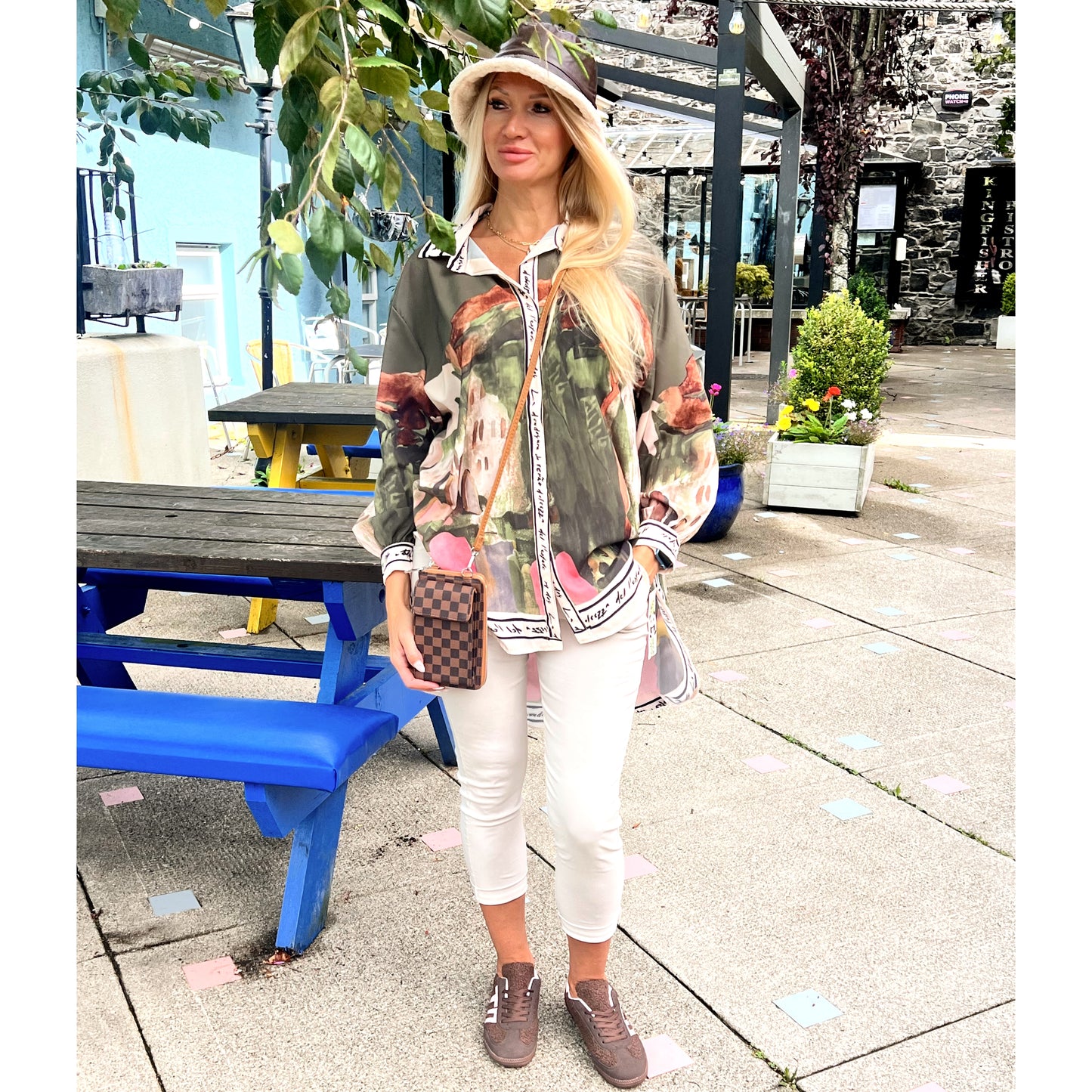 Almalfi Printed Oversized Shirt Green
