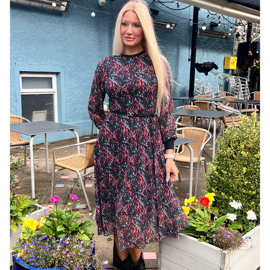Lola Multicoloured Speckled Mesh Dress With Belt