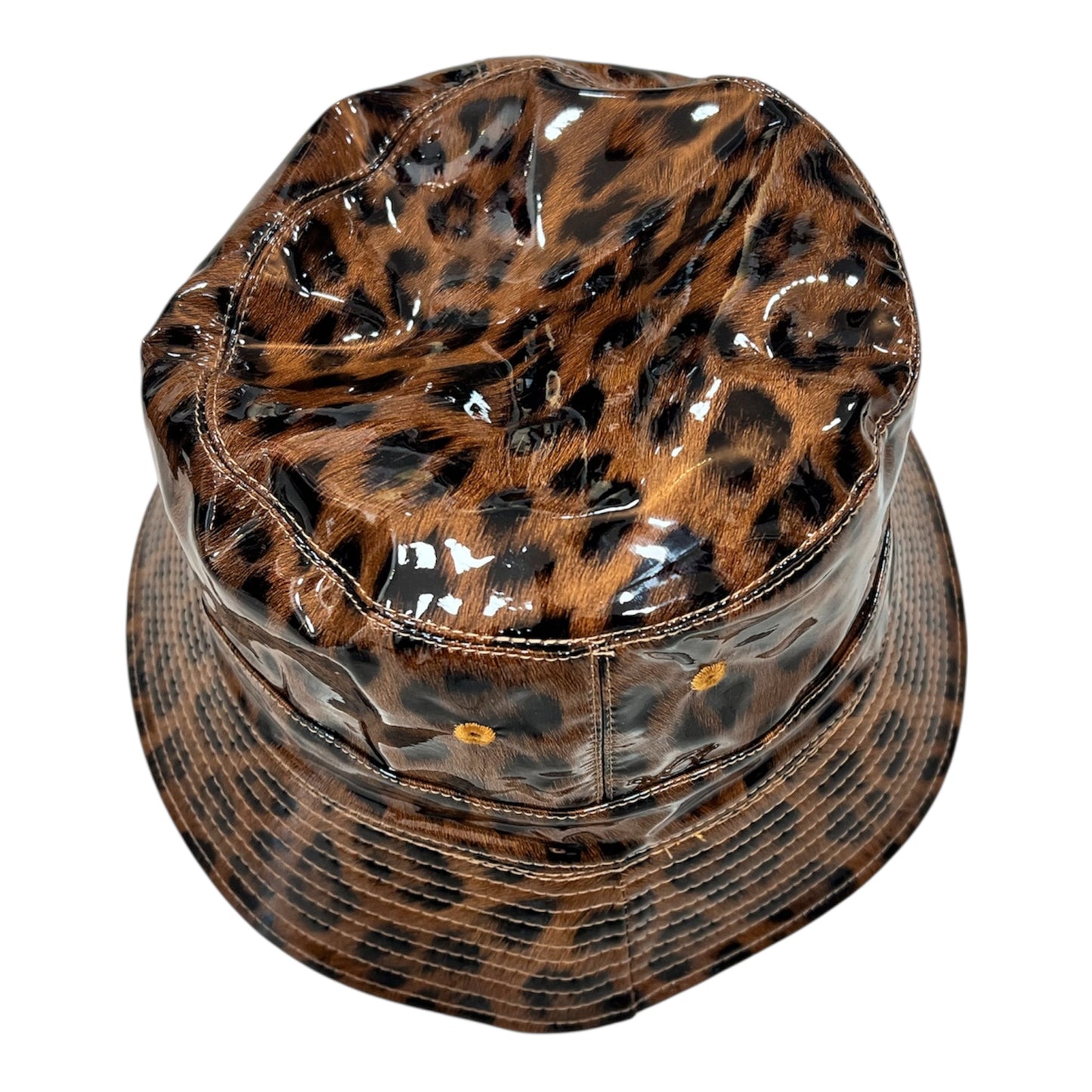 Leopard Patent Reversible Rainhat Brown