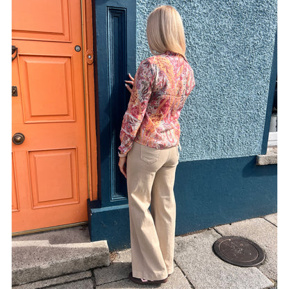 Zelia Beige Wide Leg Stretch Jeans