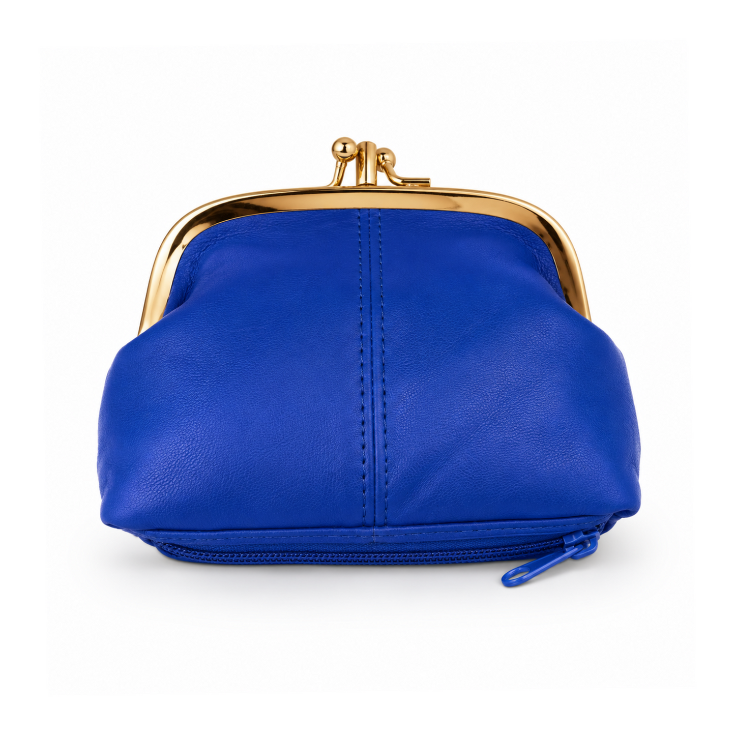 Cobalt Blue Leather Double Compartment Purse