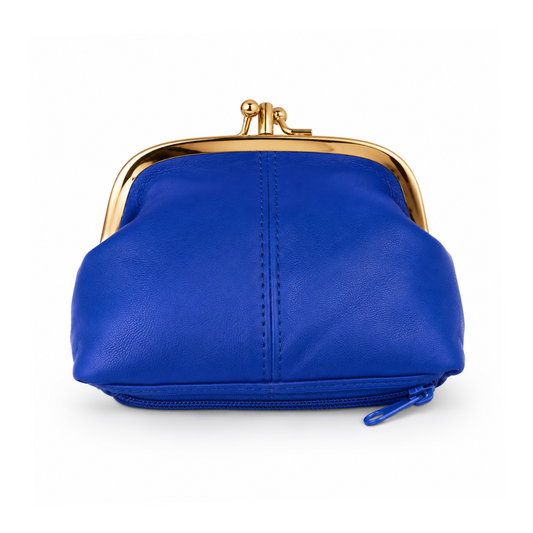 Cobalt Blue Leather Double Compartment Purse