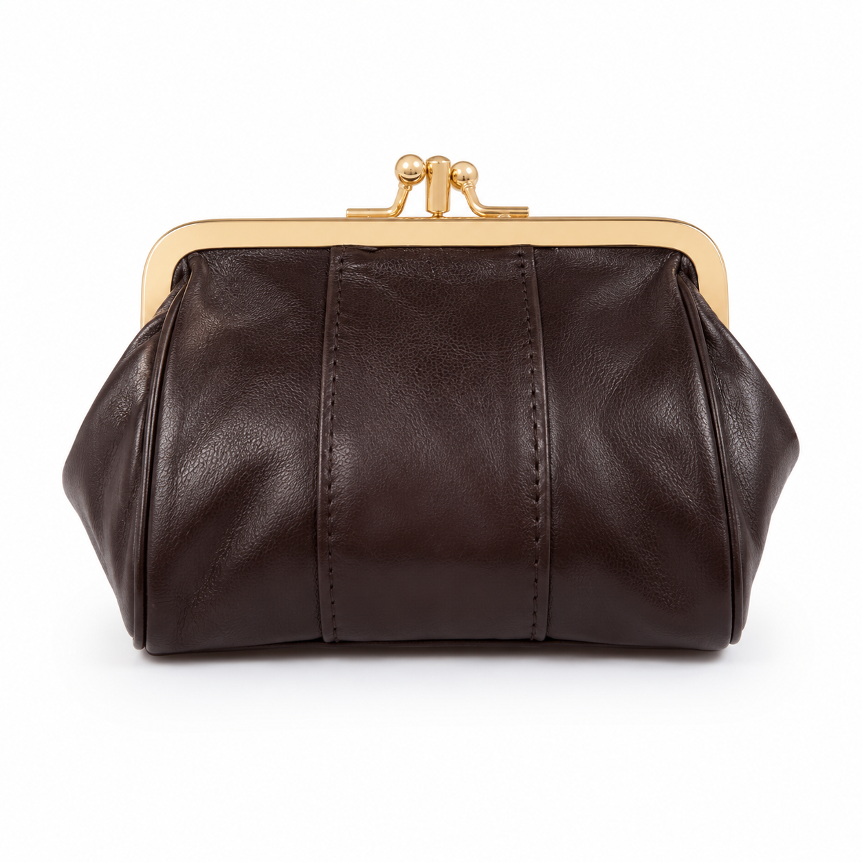 Chocolate Brown Leather Double Compartment Purse