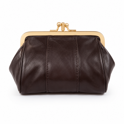 Chocolate Brown Leather Double Compartment Purse