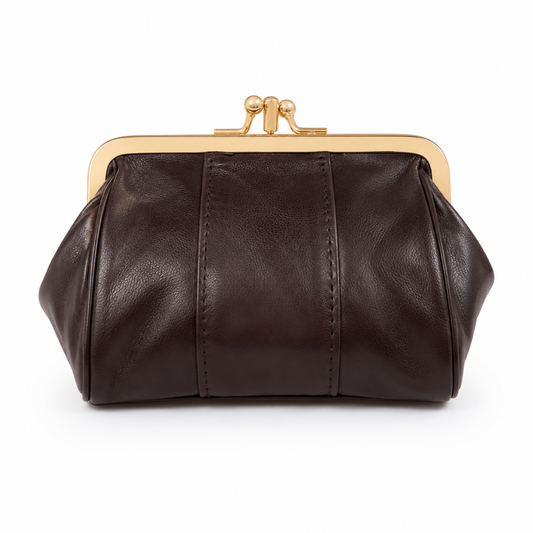 Chocolate Brown Leather Double Compartment Purse
